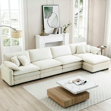 Corduroy sofa with footstool, soft and warm / Suitable for home cinema, adds retro charm