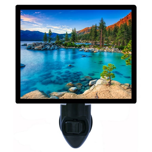Night Light - Lake Tahoe. | Landscape Theme, Includes Free Switchable Insert, 4W Bulb, E12 Base