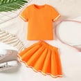 thumbnail image 2 of Junlike Girls Summer Outfits Baby Girl Short Sleeve T-Shirt and A-Line Pleated Skirt for Small to Big Kids, 2 of 8