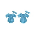 thumbnail image 2 of BemeyourBBs Newborn Girl Outfit, Short Sleeve Plaid Bodysuit with Bowknot Headband, 2 of 9
