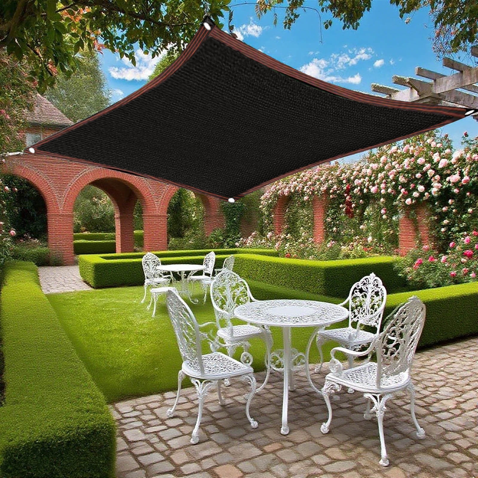 90 Percent Black Shade Cloth, Durable Mesh Tarp with Grommets, Garden Sun Shade Netting with Taped Edge for Cover, Greenhouse, Patio, Tomatoes, Chicken Coop