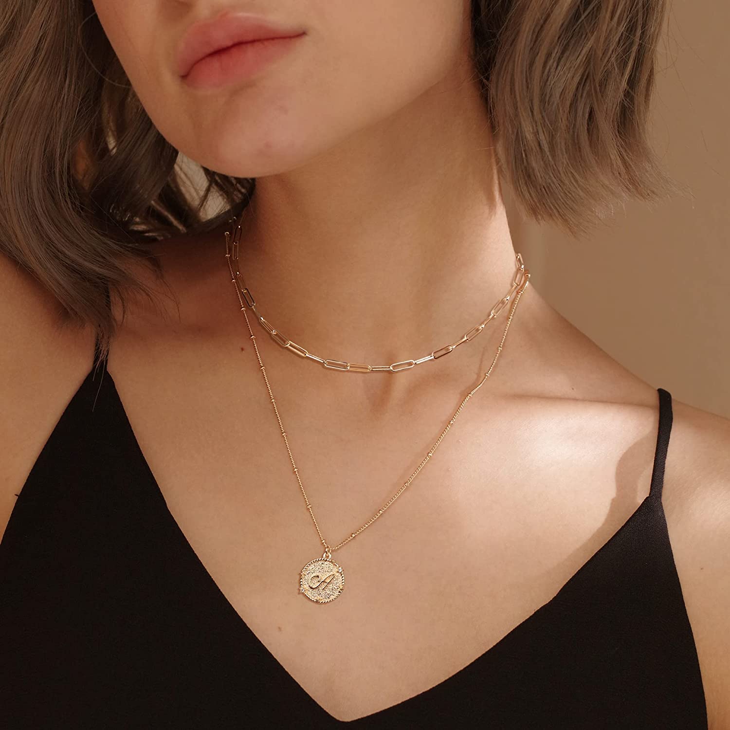 HEIBINGold Layered Initial Necklaces 