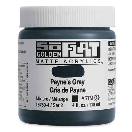 Golden SoFlat Matte Acrylic Paint - Payne's Gray, 118 ml, Jar