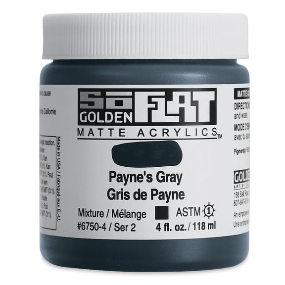 Golden SoFlat Matte Acrylic Paint - Payne's Gray, 118 ml, Jar