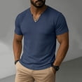 thumbnail image 2 of Daiosportswear Muscle Shirts for Men Ribbed Knit Slim Fit Short Sleeve Notch V Neck T Shirts Summer Gym Workout Athletic Tees Tops Navy XXXL(XXXL), 2 of 6