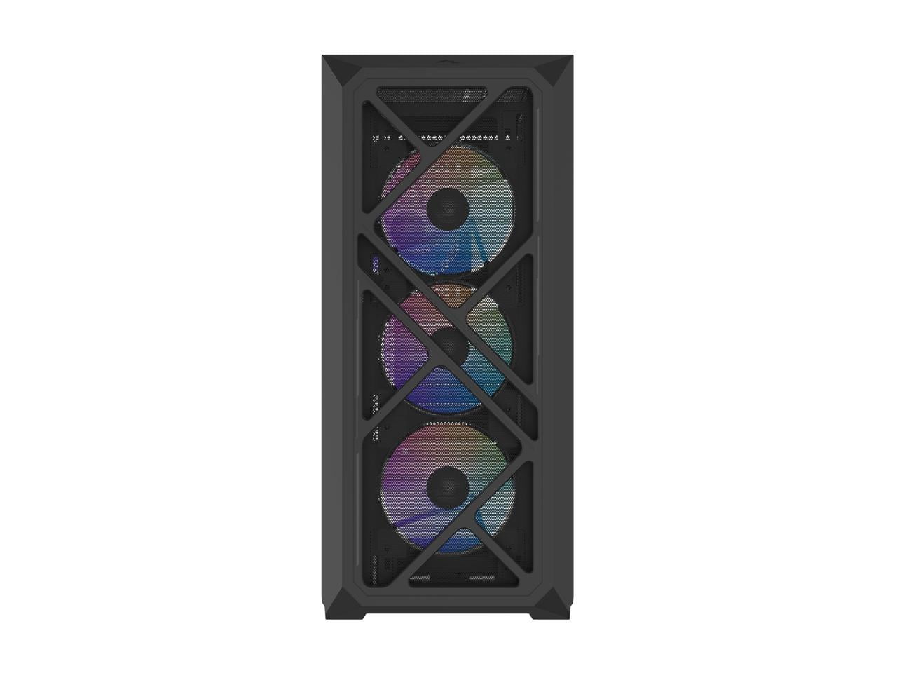 SAMA S41 Mid-Tower PC Case, 4 x 120mm ARGB Fans, Pre-Installed ARGB HUB, 4mm Tempered Glass, USB3.1 Type-C & USB 3.0 Ports, 7 Slots, Supports ATX / M-ATX / ITX, 360mm Water Cooling, Black