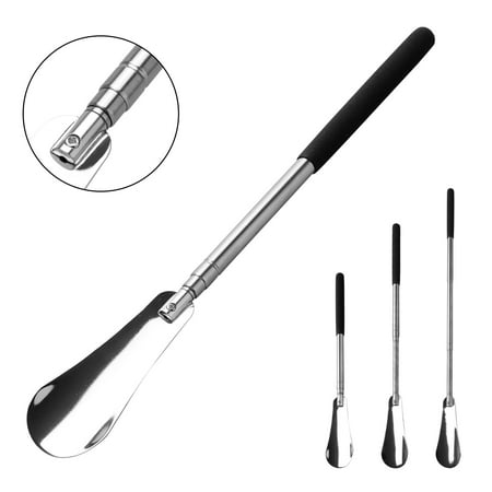 TSV Metal Shoe Horn, 12"-25" Telescopic Long Handle Shoehorn, Stretchable Shoe Stick