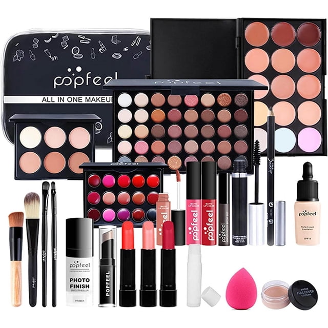 Kit Maquillaje para Mujer, Set de Maquillaje para Mujer, Kit Cosmético Completo Todo en Uno, Paquete de Inicio Esencial que Incluye Paleta de Sombras de Ojos, Juego de Brillo de Labios, Rub
