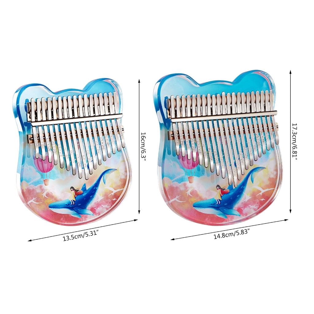 Yihuala Thumb Piano Kalimba Instrument 17/21 Keys Acrylic Finger Piano Musical Instruments with Tuning for Beginner