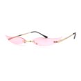 thumbnail image 3 of Mico Cut Out Narrow Blade Cat Eye Rimless Color Sunglasses Gold Pink, 3 of 4