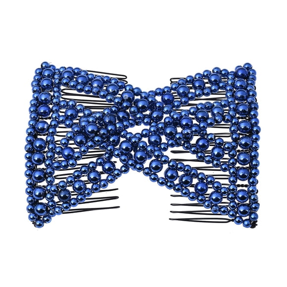 Lovef Easy Comb Easy Magic Peine para el cabello con cuentas elásticas en cuentas de colores variados con perla para mujeres (azul)