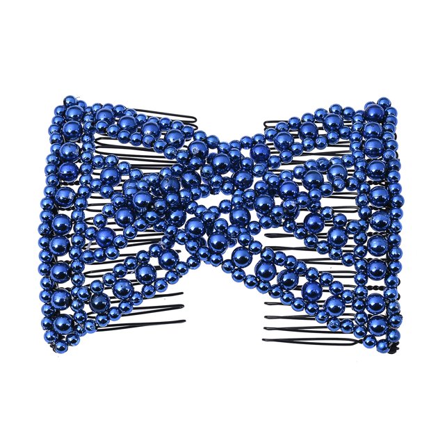 Lovef Easy Comb Easy Magic Peine para el cabello con cuentas elásticas en cuentas de colores variados con perla para mujeres (azul)