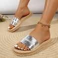thumbnail image 4 of Qingpeng Womens Woven Espadrille Slide Sandals Wide Leather Strap Cushioned Jute Footbed Comfy Open Toe Summer Slippers, 4 of 7