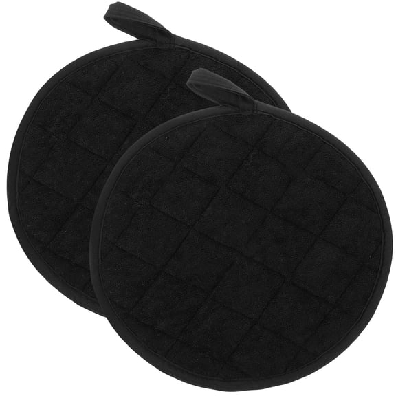 WHAMVOX Pot Mats Black Cotton 2Pcs 7.47X7.47X0.39in