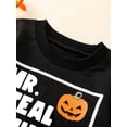 thumbnail image 4 of Wassery Baby Boys Halloween Clothes 6M 12M 18M 24M Infant Boys Casual Romper Tops Black Long Sleeve Letter Pumpkin Print Jumpsuit Sweatshirt Fall Outfits 0-24M, 4 of 7