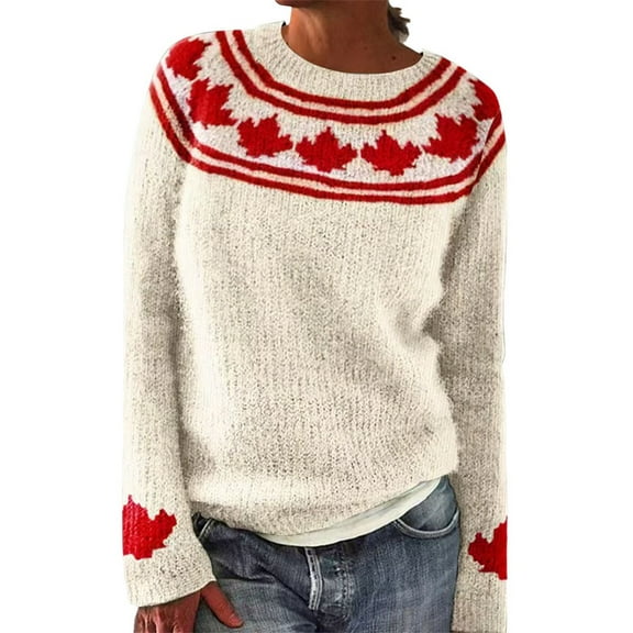 Tweang Vintage Christmas Sweater Fair Isle Sweater Women Christmas Sweaters for Women Sweater Tops for Women Fisherman Sweater Women's Sweaters Oversized Sweaters for Women Beige L