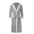 thumbnail image 4 of HBFAGFB Men's Bathrobes Fall and Winter Leisure Padded Thickened Long Robe Soft Pajamas Grey Size M, 4 of 5
