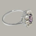 thumbnail image 4 of LBG British Made 10k White Gold Natural Amethyst & Cultured Pearl Womens Promise Ring - 33 size options - Size 7.75, 4 of 6