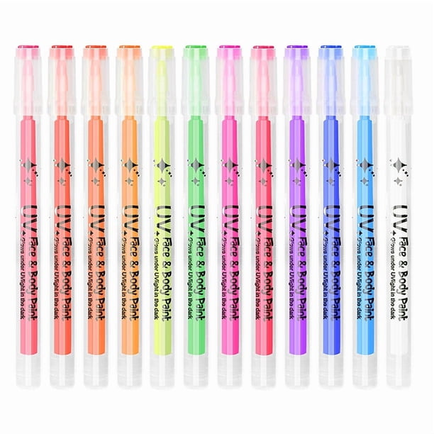 Bolígrafos de 12 colores - Rotuladores de pintura líquida directa para rostro y cuerpo, marcadores temporales para fiestas, Halloween y festivales, bolígrafo de tatuaje de 15 ml