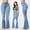 Blue, variant on Babysbule Womens Ripped Jeans Women Autumn Elastic Plus Loose Denim Pocket Button Casual Boot Cut Pant Jeans