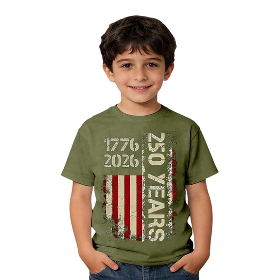 Tiijoy Boys USA 250th Anniversary T-Shirt Independence Day Short Sleeve Tshirt, Sizes 1-14