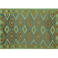 thumbnail image 1 of Ahgly Company Machine Washable Indoor Rectangle Oriental Turquoise Blue Traditional Area Rugs, 8' x 10', 1 of 4