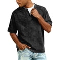 thumbnail image 2 of GrmtClth Mens Denim Shirts Vintage Short Sleeve Tee Casual Henley Tops Trend Button Down Blouse Black XL, 2 of 8