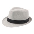 thumbnail image 2 of Walbest Men Solid Color Linen Beach Hat, Outdoor Wide Brim Fedora Felt Hat Panama Cap Boater Summer Beach Sunhat, 2 of 7