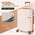 thumbnail image 4 of SANOPY 3 Piece Hardshell Luggage Set, 20"+24"+28" ABS+PC Lightweight Suitcases, Silent 360° Wheels, TSA Lock, Beige, 4 of 6