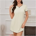 thumbnail image 3 of Perfectbot Women's Short Sleeve Nightgown, Soft Crewneck Solid Color Sleepshirt for Casual Sleepwear, 3 of 5