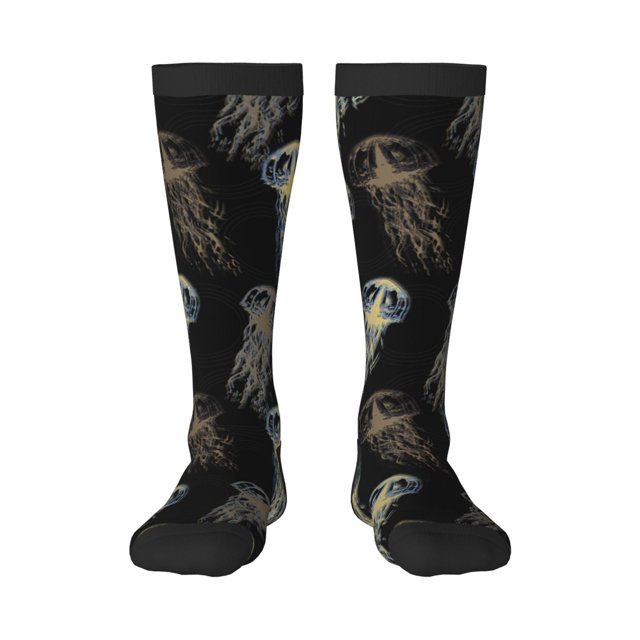 Fotbe Jellyfish Calcetas Divertidas Estampadas para Hombre y Mujer, Calcetas de Algodón hasta la Rodilla para Caminar, Correr, Enfermería y Embarazo