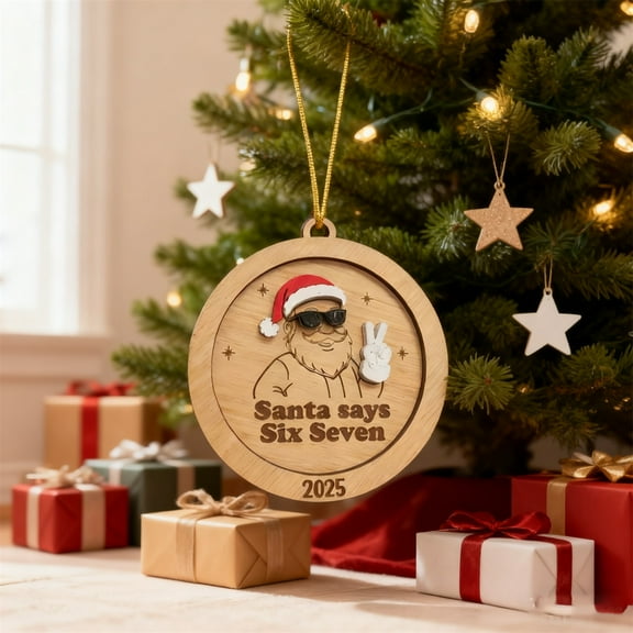 YardVibe Santa Says Six Seven Christmas Ornament 2025, Funny 67 Meme Ornament, Funny Christmas Ornaments 2025, Santa Ornaments for Christmas Tree, Gag Gifts, Stocking Stuffers