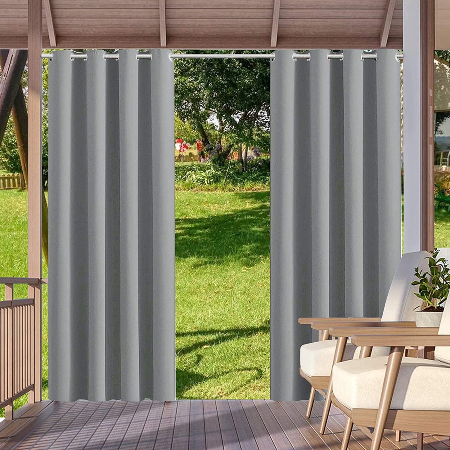 SHANNA Light Gray Waterproof Blackout Thermal Insulated, 52” x 84” (4 Panels)