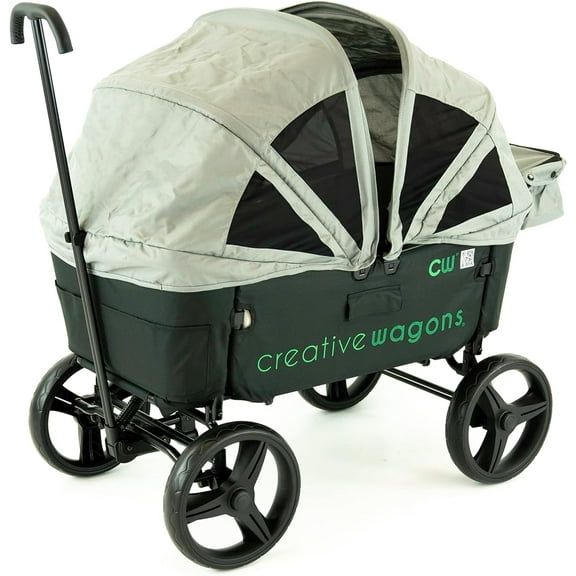 Creative Outdoor Stroller Wagon with Canopy for Kids Push Pull Folding Wagon, Black