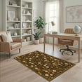 thumbnail image 2 of ODIKA 4'x6' Ultra-Soft Area Rug, Interlocking Botanical Seed Pod Stylized Leaf Motif Dining Table None Washable, Bare feet friendly, Silk-Touch for Bedroom Home office, 2 of 7