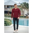 thumbnail image 7 of Ambiloof Men's Slim Fit Muscular V-Neck Casual T-Shirt, Long Sleeve, Stylish Business Top Basic T-Shirt Red/XL, 7 of 7