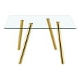 thumbnail image 4 of Oufan 51" Dining Table, Modern Rectangular Kitchen Table with Tempered Glass & 4 Sturdy Metal Legs, Kitchen Table for Dining Room, 4 of 10