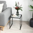 thumbnail image 4 of Patiojoy 17" Tempered Glass Top Side Table Indoor Outdoor Small End Table w/ Metal Frame Space-saving Square Coffee Table, 4 of 10
