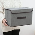 thumbnail image 5 of 3 Pack Storage Bins with Lids, Foldable Fabric Closet Organizer Boxes, Gray, 14.2 x 9 x 9.5in, 5 of 8