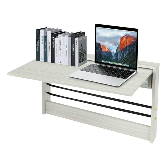 Wall Mounted Folding Wall Table, Light Gray Fold Down Table For Workbench, Home