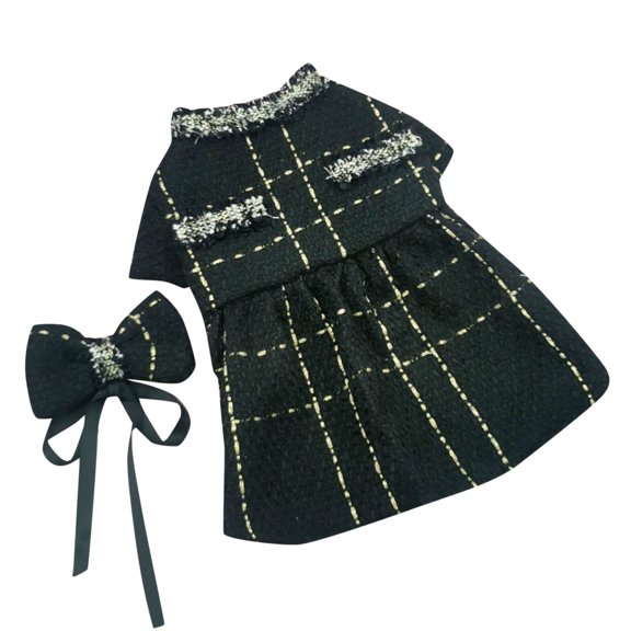 Autumn Winter Pet Cotton Dress - Teddy Bear Design, Adjustable Straps & Warm Fabric - Stylish Outfit for Small Dogs/Cats in Cold Seasons