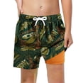thumbnail image 2 of BOOMNY Baby Boys Swim Trunks With Mesh Liner Elastic Waist Drawstring Swimming Shorts for Kids Hawaiian Graphic Childrens Board Shorts, 2 of 4