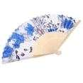 thumbnail image 4 of Abanico plegable floral de 8,27 pulgadas () sostenido por un abanico plegable 青花, 4 of 9