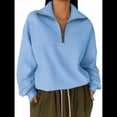 thumbnail image 2 of Sudaderas de Gran Tamaño para Mujer, Suéteres de Otoño, Sudaderas de Moda, Suéteres con Media Cremallera, Ropa de Larga. Azul XXXL, 2 of 5