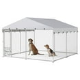 thumbnail image 4 of Dextrus 10'x10' Large Outdoor Dog Kennel with Rotating Feeder Bowls & Roof, Heavy Duty for Backyard Farm, 4 of 10