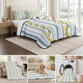 thumbnail image 6 of Full Quilt Set 78''x90'', Lemon Striped Lightweight Summer Bedspread Coverlet Set with 2 Pillow Shams, Yellow Fruit Blue White Geometric Breathable All Season Quilt Bedding for Bedroom/Guest Room, 6 of 9