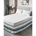 thumbnail image 4 of Turquoise Black Stripe Wrap Around Bed Skirts for King Bed 16" Drop,Bed Skirt with Adjustable Elastic Belt Dust Ruffle Bed Valance for Bedroom Hotel Modern Abstract Coarse Striped Bed Frame Cover, 4 of 7