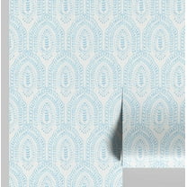 S4Sassy Peel & Stick Vinyl Wallpaper, Urban Chic Arched Paisley Leaf Contact Paper Waterproof- Blue, 25"x120", Removable Modern Wall Covering for Home Decor in Bedrooms & Living, Renter Space