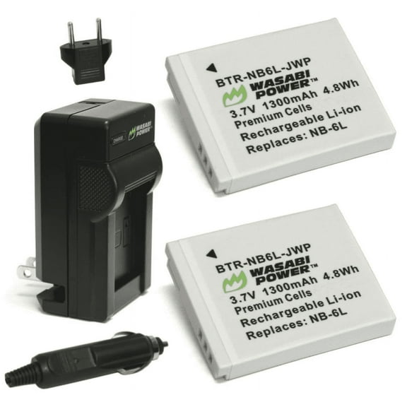 Wasabi Power Battery (2-Pack) and Charger for CAS NP-6L