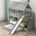thumbnail image 3 of Bellemave House Bunk Bed with Trundle and Slide, Wood Twin Over Twin Bunk Beds with Storage Staircase, House Bunk Bed with Roof and Window Design for Teen（Gray), 3 of 9